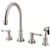 Kingston Brass Two Handle Widespread Kitchen Faucet & Brass Side Spray - Brushed Nickel KS2798TLBS