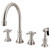 Kingston Brass Two Handle Widespread Kitchen Faucet & Brass Side Spray - Brushed Nickel KS2798KXBS