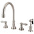 Kingston Brass Two Handle Widespread Kitchen Faucet & Brass Side Spray - Brushed Nickel KS2798ALBS