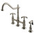 Kingston Brass Two Handle Widespread Kitchen Faucet & Brass Side Spray - Brushed Nickel KS1278TXBS
