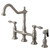Kingston Brass Two Handle Bridge Kitchen Faucet & Brass Side Spray - Brushed Nickel - KS1278TALBS