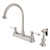 Kingston Brass Two Handle Widespread Kitchen Faucet & Brass Side Spray - Brushed Nickel KB3758PLBS