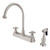 Kingston Brass Two Handle Widespread Kitchen Faucet & Brass Side Spray - Satin Nickel KB3758AXBS