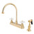 Kingston Brass Two Handle Widespread Kitchen Faucet & Brass Side Spray - Polished Brass KB3752PXBS