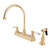 Kingston Brass Two Handle Widespread Kitchen Faucet & Brass Side Spray - Polished Brass KB3752PLBS