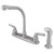 Kingston Brass Two Handle Widespread High Arch Kitchen Faucet & Side Spray - Brushed Nickel KB758SP