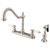 Kingston Brass Two Handle Kitchen Faucet & Brass Side Spray - Satin Nickel KB1758PLBS