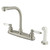 Kingston Brass Two Handle High Arch Kitchen Faucet & Non-Metallic Side Spray - Brushed Nickel