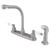 Kingston Brass Two Handle High Arch Kitchen Faucet & Non-Metallic Side Spray - Brushed Nickel KB718SP