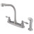 Kingston Brass Two Handle High Arch Kitchen Faucet & Non-Metallic Side Spray - Brushed Nickel KB718ALSP