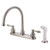 Kingston Brass Two Handle Goose Neck Kitchen Faucet Faucet & White Side Spray - Brushed Nickel KB728AL