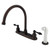 Kingston Brass Two Handle Goose Neck Kitchen Faucet Faucet & White Side Spray - Oil Rubbed Bronze KB725AL