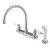 Kingston Brass Two Handle Goose Neck Kitchen Faucet Faucet & White Side Spray - Polished Chrome