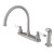 Kingston Brass Two Handle Goose Neck Kitchen Faucet & Side Spray - Brushed Nickel KB728SP