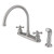 Kingston Brass Two Handle Goose Neck Kitchen Faucet & Side Spray - Brushed Nickel - KB728AXSP