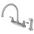 Kingston Brass Two Handle Goose Neck Kitchen Faucet & Non-Metallic Side Spray - Brushed Nickel - KB728ALSP