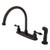 Kingston Brass Two Handle Goose Neck Kitchen Faucet & Non-Metallic Side Spray - Oil Rubbed Bronze - KB725ALSP