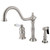 Kingston Brass Single Handle Deck Mount Widespread Kitchen Faucet & Brass Side Spray - Brushed Nickel KS1818PLBS