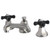 Kingston Brass Two Handle Widespread Lavatory Faucet With Black Porcelain Cross Handle - Brushed Nickel KS4468PKX
