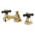 Kingston Brass Two Handle Widespread Lavatory Faucet With Black Porcelain Cross Handle - Polished Brass KS4462PKX