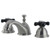Kingston Brass Two Handle Widespread Lavatory Faucet With Black Porcelain Cross Handle - Satin Nickel - KS3968PKX