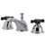 Kingston Brass Two Handle Widespread Lavatory Faucet With Black Porcelain Cross Handle - Polished Chrome