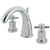 Kingston Brass Two Handle 8" to 16" Widespread Lavatory Faucet with Brass Pop-Up Drain - Polished Chrome KS2961DX