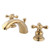 Kingston Brass Two Handle 4" to 8" Mini Widespread Lavatory Faucet with Pop-Up Drain Drain - Polished Brass KB942AX