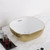Whitehaus WH71301-F25 Isabella Plus Square Top Mount Sink, Embossed Exterior, Smooth Interior, Center Drain - White/Gold