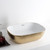 Whitehaus WH71302-F25 Isabella Plus  Rectangular Top Mount Sink, Embossed Exterior, Smooth Interior, Center Drain - White/Gold