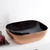 Whitehaus WH71302-F24 Isabella Plus Rectangular Top Mount Sink, Embossed Exterior, Smooth Interior, Center Drain - Black/Rose Gold