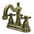 Kingston Brass Two Handle 4" Centerset Lavatory Faucet with Pop-Up Drain Drain - Vintage Brass KB1603AX