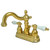 Kingston Brass Two Handle 4" Centerset Lavatory Faucet with Brass Pop-Up Drain - Polished Brass KS1602PL