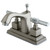 Kingston Brass Two Handle 4" Centerset Lavatory Faucet with Brass Pop-Up Drain - Satin Nickel/Polished Chrome KS8647QL