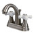 Kingston Brass Two Handle 4" Centerset Lavatory Faucet with Brass Pop-Up Drain - Brushed Nickel KS7618PX