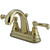 Kingston Brass Two Handle 4" Centerset Lavatory Faucet with Brass Pop-Up Drain - Polished Brass KS7612FL