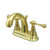 Kingston Brass Two Handle 4" Centerset Lavatory Faucet with Brass Pop-Up Drain - Polished Brass KS7612BL