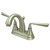 Kingston Brass Two Handle 4" Centerset Lavatory Faucet with Brass Pop-Up Drain - Satin Nickel KS7618ZL