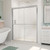 DreamLine DL-6951R-22-04 Duet 32 in. D x 60 in. W x 74 3/4 in. H Semi-Frameless Bypass Shower Door in Brushed Nickel and Right Drain Biscuit Base
