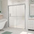 DreamLine DL-6953C-22-01 Duet 36 in. D x 60 in. W x 74 3/4 in. H Semi-Frameless Bypass Shower Door in Chrome and Center Drain Biscuit Base