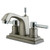 Kingston Brass Two Handle 4" Centerset Lavatory Faucet with Brass Pop-Up Drain - Satin Nickel/Polished Chrome