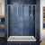 DreamLine DL-6972L-22-04 Infinity-Z 34 in. D x 60 in. W x 74 3/4 in. H Clear Sliding Shower Door in Brushed Nickel and Left Drain Biscuit Base