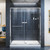 DreamLine DL-6974C-01CL Infinity-Z 32 in. D x 54 in. W x 74 3/4 in. H Clear Sliding Shower Door in Chrome and Center Drain White Base