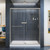 DreamLine DL-6974C-04CL Infinity-Z 32 in. D x 54 in. W x 74 3/4 in. H Clear Sliding Shower Door in Brushed Nickel and Center Drain White Base