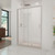 DreamLine DL-6975C-22-04 Infinity-Z 36 in. D x 48 in. W x 74 3/4 in. H Clear Sliding Shower Door in Brushed Nickel and Center Drain Biscuit Base