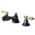 Kingston Brass NS4469BAL Two Handle Widespread Lavatory Faucet With Brass Pop-up Drain - Black Nickel/Polished Brass