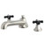 Kingston Brass Two Handle Roman Tub Filler Faucet With Black Porcelain Cross Handle - Brushed Nickel KS4308PKX
