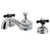 Kingston Brass Two Handle Roman Tub Filler Faucet With Black Porcelain Cross Handle - Polished Chrome - KS3331PKX