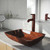 VIGO VGT1552 18" Rectangular Russet Glass Vessel Bathroom Sink Set With Seville Vessel Faucet In Oil Rubbed Bronze