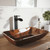 VIGO VGT1652 18" Rectangular Russet Glass Vessel Bathroom Sink Set With Niko Vessel Faucet In Antique Rubbed Bronze